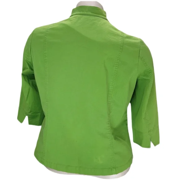 Coldwater Creek Womens 18W Blazer Jacket Green Button Front 3/4 Sleeve Stretch - Picture 3 of 6